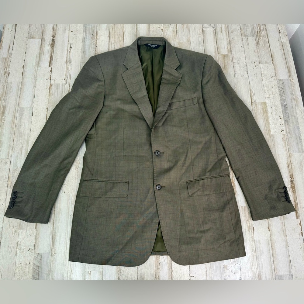 Pronto Uomo Couture Mens Blazer Jacket 42L Super 120s Wool Green Glen Checked